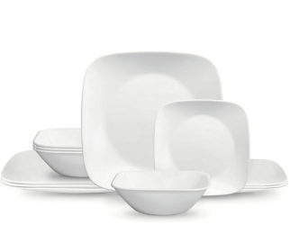 Visit the Corelle Store CorelleÂ®- Classic, Pure White Square 12-Piece Dinnerware Set