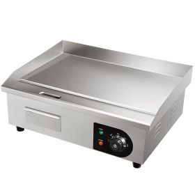 Commercial Electric Griddle, 21", 1600W Countertop Flat Top Grill, Stainless Steel Teppanyaki Grill
