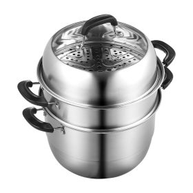 Steamer Pot 11in/28cm, 3 Tier Steamer Pot for Cooking with 8.5QT Stock Pot, Vegetable Steamer & 2 Steaming Tray