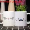 2pcs 11oz "Love You" Couple Cat Mug Set, Cute Ceramic Mugs with Whisker Designs, Dishwasher-Safe, Funny Gift for