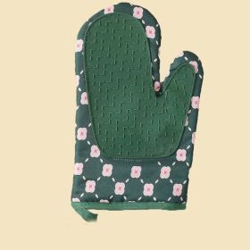 Anti-Scalding Microwave Cotton Non-Slip Insulation Gloves Oven Mitts Kitchen Heat Resistant Thickened Cotton Heat Insulation Microwave Oven Oven Anti (type: Right, Color: green)