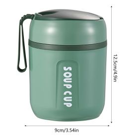 16.23oz; Food Flasks Stainless Steel Lunch Flask With Foldable Spoon Vacuum Insulated Soup Container Protable Lunch Container With Silicone Rope Food (Color: green)