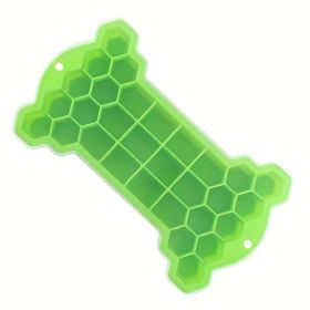 1pc Silicone Ice Tray With Lid; Large Capacity Ice Box; Bone Shaped Silicone Ice Tray; Homemade Ice Cube Mold; Kitchen Tools (Color: green)