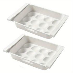2pcs Kitchen Refrigerator Freshness Storage Boxes; 12 Grids Egg Storage Boxes; Multifunctional Drawer Type Food Divided Storage Boxes (Quantity: 2pcs)