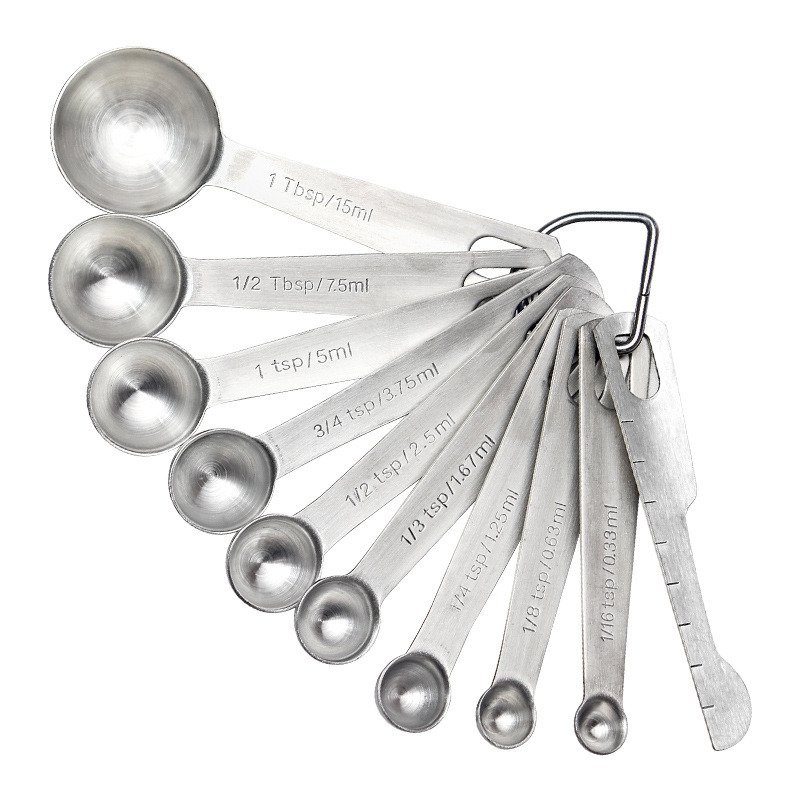 Measuring Spoons: U-Taste 18/8 Stainless Steel Measuring Spoons Set of 9 Piece: 1/16 tsp; 1/8 tsp; 1/4 tsp; 1/3 tsp; 1/2 tsp; 3/4 tsp; 1 tsp; 1 Measuring Spoons: U-Taste 18/8 Stainless Steel Measuring Spoons Set of 9 Piece: 1/16 tsp; 1/8 tsp; 1/4 tsp; 1/3 tsp; 1/2 tsp; 3/4 tsp; 1 tsp; 1