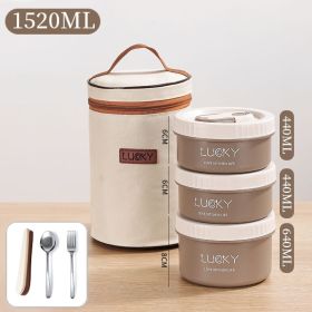Microwave oven Dinnerware for Students Leakproof Food Container Stackable Bento Lunch Box Stainless Steel Lunch Container with L (Ships From: China, Color: 3 Layers Coffee)