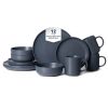 12-Piece Stoneware Dinnerware Sets with Mugs | Microwave & Dishwasher Safe | FDA Certified Non-Toxic Dinner Plates Bowls Set | Stackable Matte Glaze K