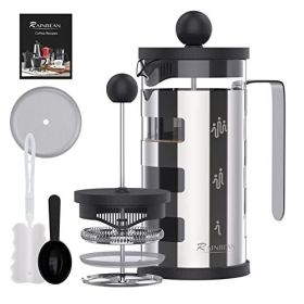 French Press Cafetiere 2 Cups, Stainless Steel Body Shell Coffee Maker- Heat Resistant - Stainless Steel Filter Coffee Press for Coffee Lover (Silver (size: 600ml)
