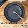 12-Piece Stoneware Dinnerware Sets with Mugs | Microwave & Dishwasher Safe | FDA Certified Non-Toxic Dinner Plates Bowls Set | Stackable Matte Glaze K